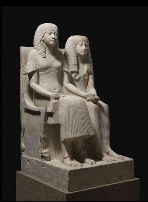 Будущий фараон хоремхеб (1319-1292 гг. до н. э. ) и его жена Амени, известняковая статуя из гробницы хоремхеба. 01