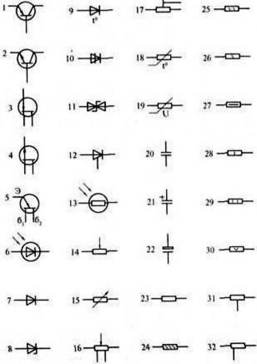 Условные обозначения электрических схем.
