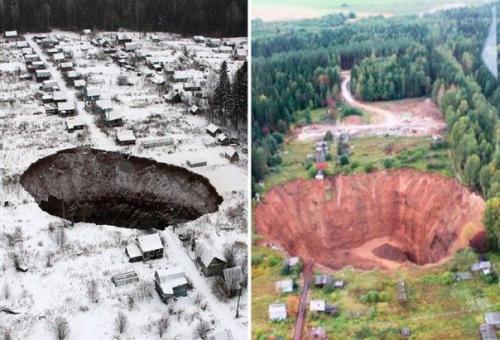 Провал в Соликамске во много раз увеличился. 01