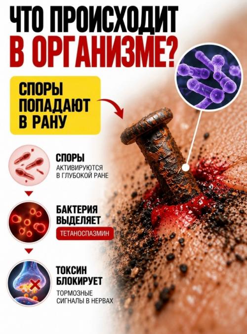 Столбняк многие до сих пор связывают с ржавыми гвоздями, но ржавчина сама по себе здесь вообще ни при чём. 01