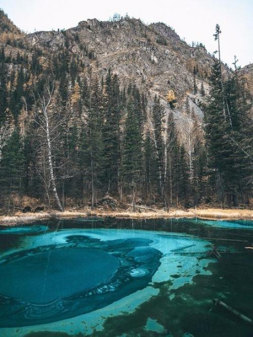 Живое гейзерное озеро на Алтае. 05