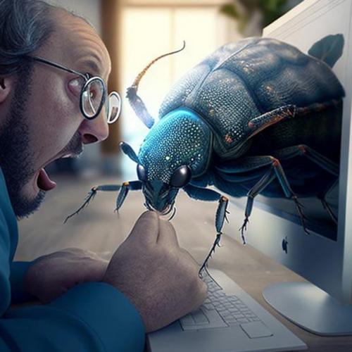 Нейросеть попросили нарисовать Программист Находит баг в Коде. 01