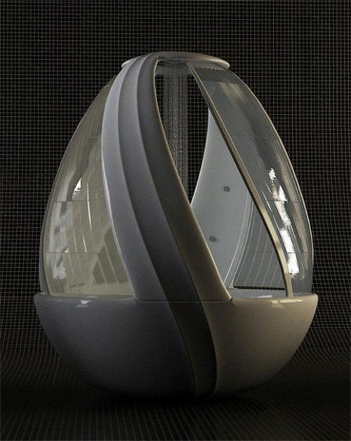 Эта космическая капсула, похожая на гигантское яйцо - всего лишь на всего … душевая кабинка, работы российского дизайнера Алины Комаровой. 02