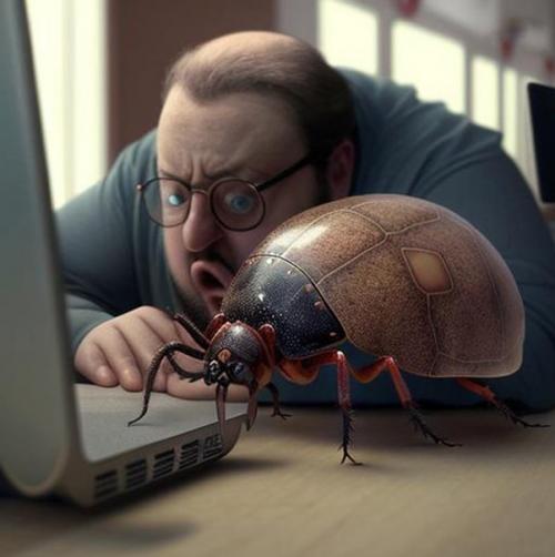 Нейросеть попросили нарисовать Программист Находит баг в Коде. 03