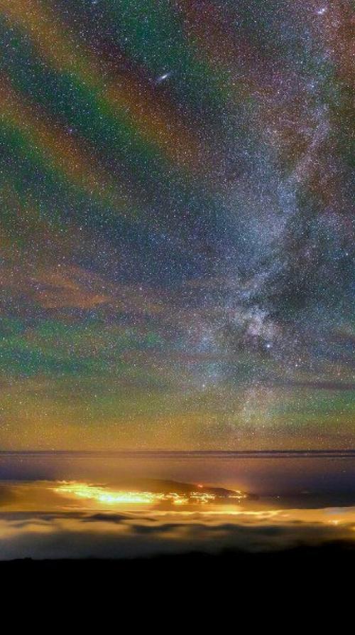 Млечный путь и собственное свечение атмосферы над островом пику.