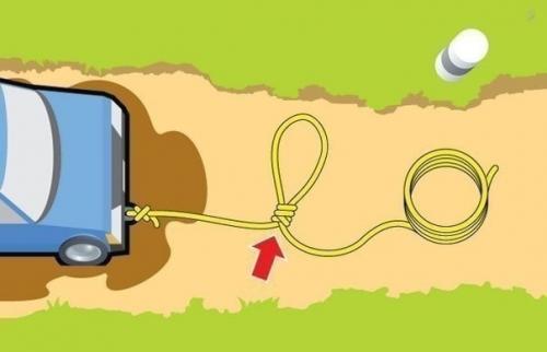 Наглядная схема, как вытащить застрявший автомобиль в одиночку. 01