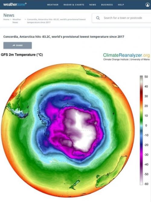 В Антарктиде зафиксирован температурный рекорд - - 83, 2 C, что стало самой низкой температурой на планете с 2017 года. 
