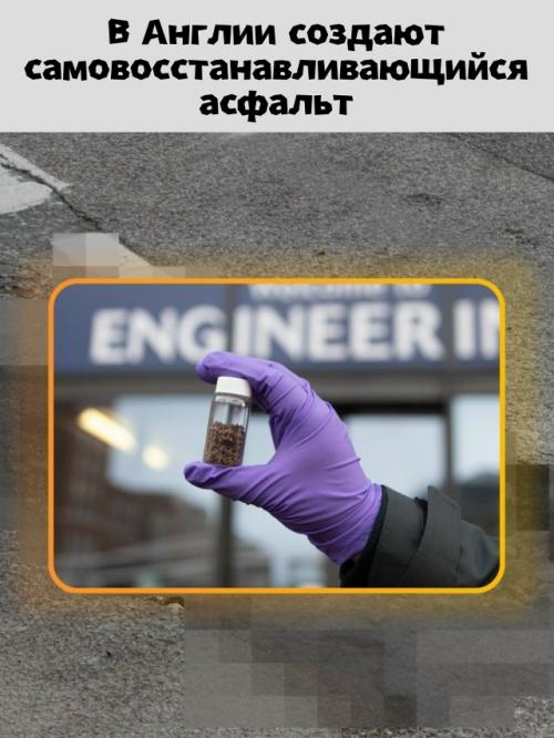 Асфальт, который сам себя чинит.

