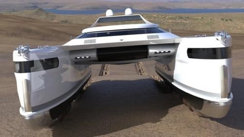 Крабмаран - катамаран - амфибия, который умеет передвигаться и по воде, и по суше. 02