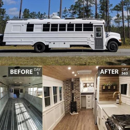 Семейная пара из Орландо в 2019 году купила старый школьный автобус. 01