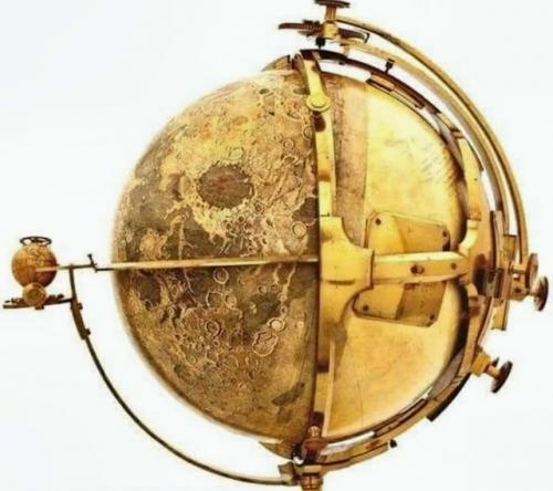 Глобус луны.  Гравированный, подробнейший, 1797 год. 
