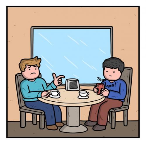 У всех же бывают такие знакомые, которые вечно залипают в мобилке и абсолютно вас не слушают? 01