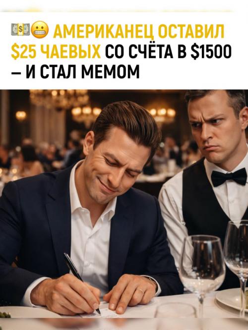 Американец поужинал, получил счёт почти на $1498 и увидел подсказку: 