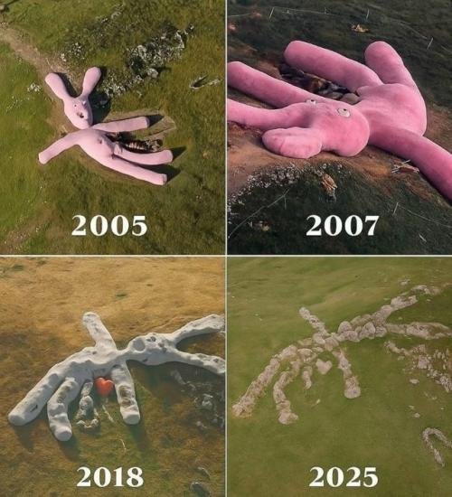 В 2005 году на склоне итальянской горы коллето - фава появился гигантский 60-метровый розовый кролик. 02