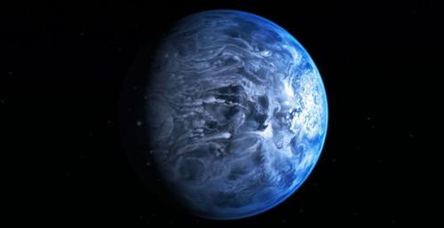 Космическая погода.  За пределами солнечной системы на расстоянии 63 световых лет от земли есть планета HD 189733 b необычного голубого цвета.