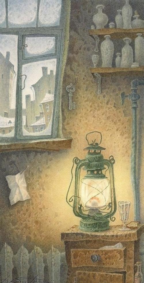 Серия аквapелей Владимира колбасова с его видением Петербурга. 03