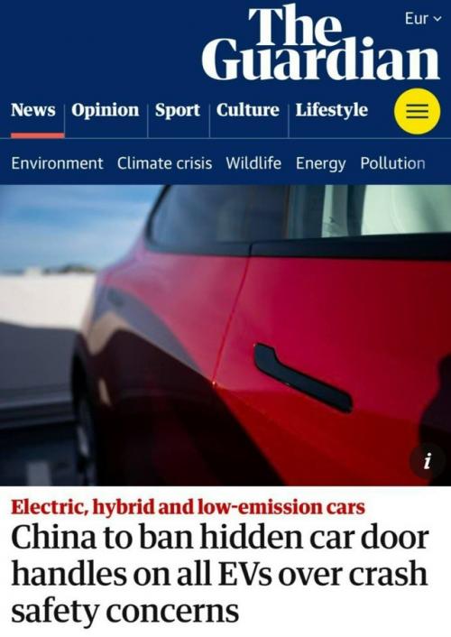 Китай первыми в мире выдвижные дверные ручки в автомобилях запретит. 02