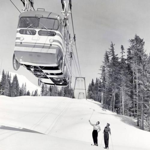 Старинные фотографии фуникулёра Skiway Sky Bus, который использовался на горе худ. 02