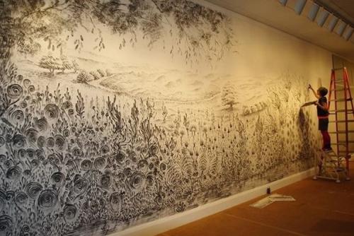 Рисунки из угольной пыли пальцами. 06