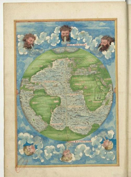 Атлас мира 1556 года и его интересная страница с картой южного полюса.  