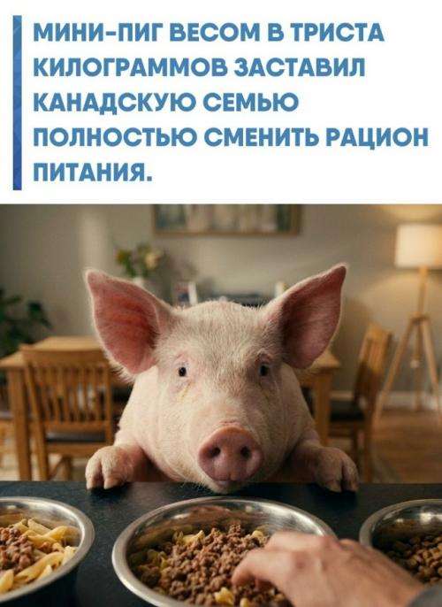 Пара из Канады приобрела крошечного поросенка, рассчитывая, что он навсегда останется размером с крупную морскую свинку.  