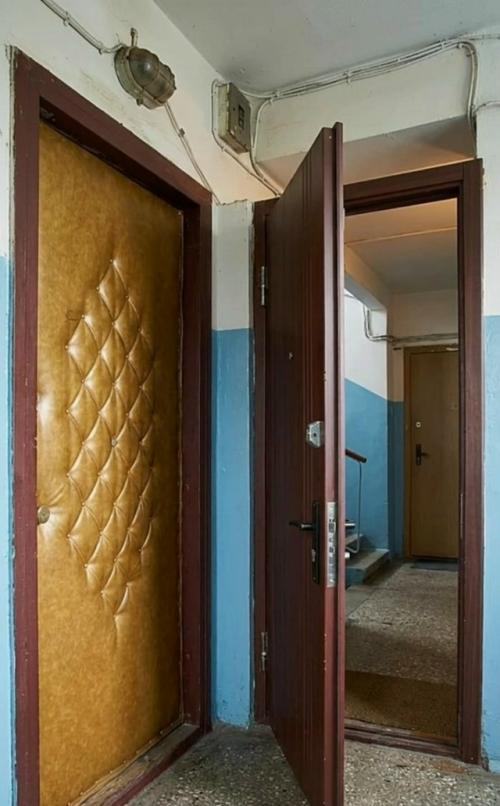Многие помнят этот типичный дуэт: простая деревянная дверь и вторая, обтянутая дерматином с декоративными гвоздиками. 02