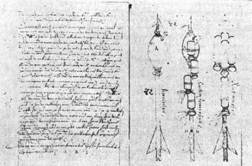 Рукопись XVI века, с изображениями оружия, ракет и других летательных аппаратов. 03 Рукопись XVI века, с изображениями оружия, ракет и других летательных аппаратов. 03