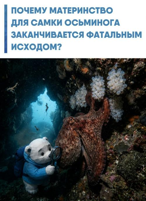 Самка осьминога после спаривания превращается в затворницу.  