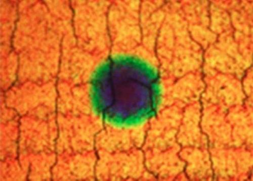 Ученые научили материал менять цвет в зависимости от силы удара. Ученые научили материал менять цвет в зависимости от силы удара.