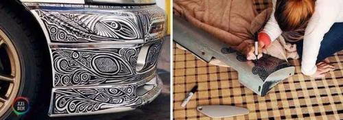 Девушка маркером автомобиль своему парню разрисовала. 01