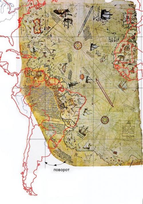 Загадочные карты. Сохранившийся фрагмент карты пири рейса. 1513. 01 Загадочные карты. Сохранившийся фрагмент карты пири рейса. 1513. 01