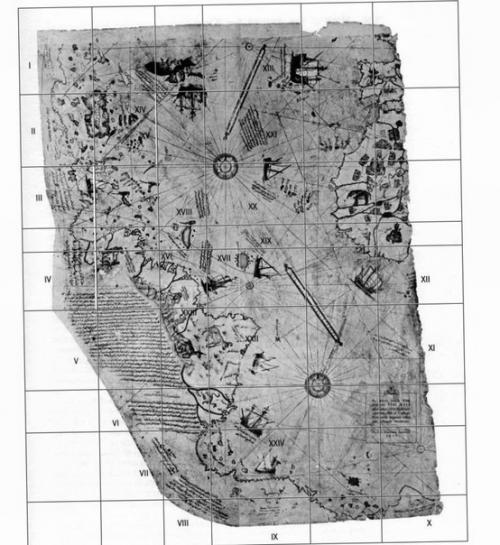 Загадочные карты. Сохранившийся фрагмент карты пири рейса. 1513. 03 Загадочные карты. Сохранившийся фрагмент карты пири рейса. 1513. 03