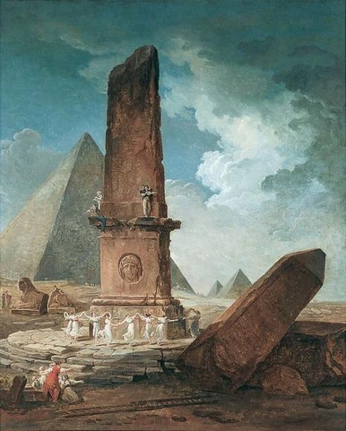 Юбер Робер (1733-1808: девушки, танцующие вокруг обелиска, 1798 год. 03