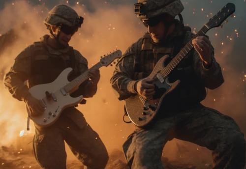 Нейросеть представила, как бы выглядели войны, если бы солдаты использовали гитары вместо автоматов. 03