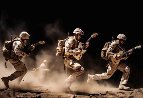 Нейросеть представила, как бы выглядели войны, если бы солдаты использовали гитары вместо автоматов. 01