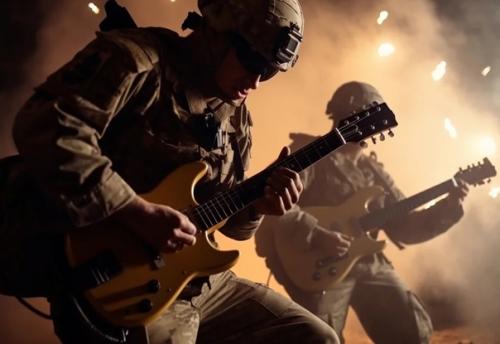 Нейросеть представила, как бы выглядели войны, если бы солдаты использовали гитары вместо автоматов. 05