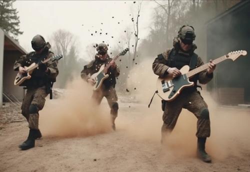 Нейросеть представила, как бы выглядели войны, если бы солдаты использовали гитары вместо автоматов. 06