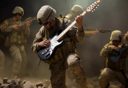 Нейросеть представила, как бы выглядели войны, если бы солдаты использовали гитары вместо автоматов. 04
