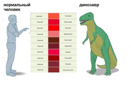 Ученые пришли к выводу, что динозавры видели мир в оттенках красного.

