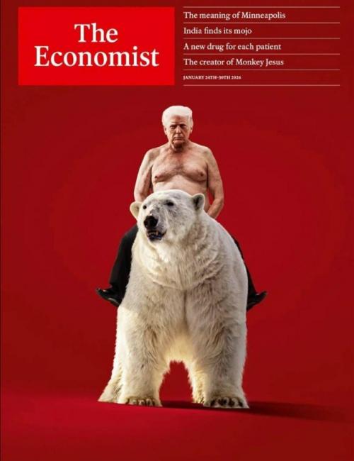 Полуголый трамп на белом медведе - именно так выглядит новая обложка The Economist.

