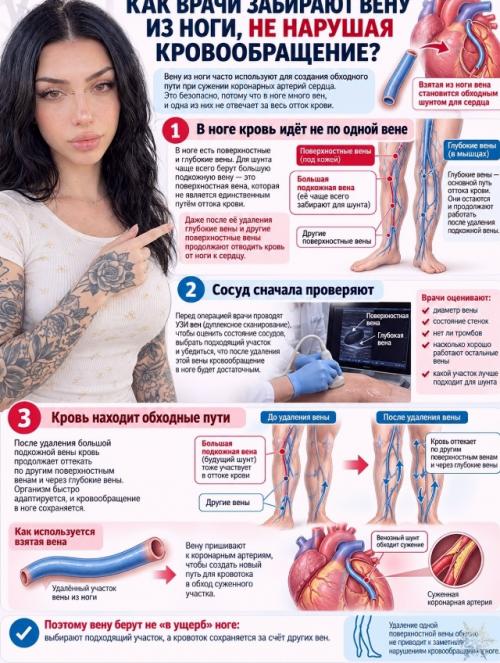 Зачем при операции на сердце берут вену из ноги? 07