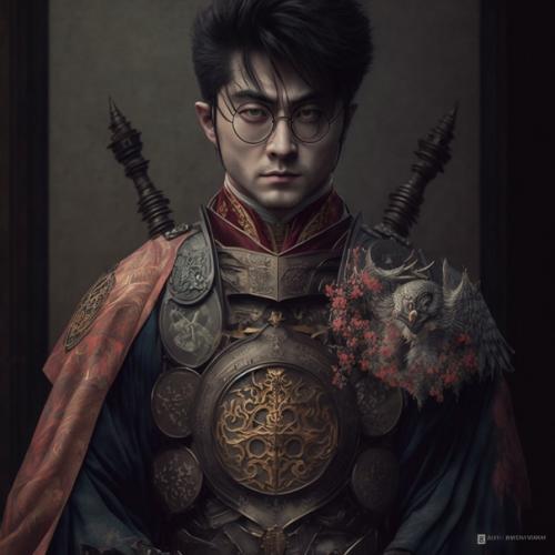 Нейросеть Midjourney персонажей книги Гарри Поттер в самурайском стиле нарисовала. 01