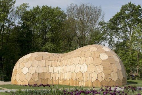 В Штутгарте роботы спроектировали и построили здание из дерева без несущих конструкций. 02