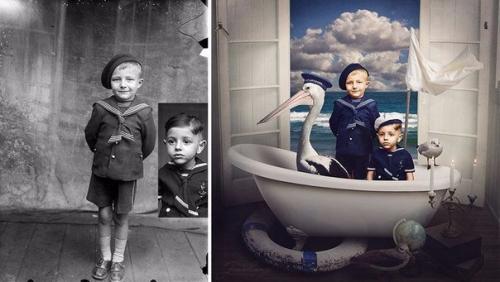 Художница превращает старинные фотографии в невероятно крутые иллюстрации. 01