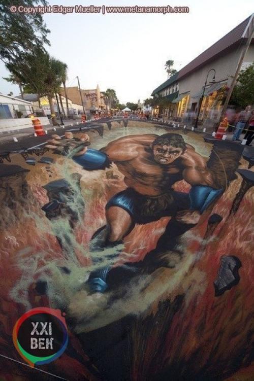 Самые большие и завораживающие 3D картины на асфальте от Эдгара Мюллера. 02