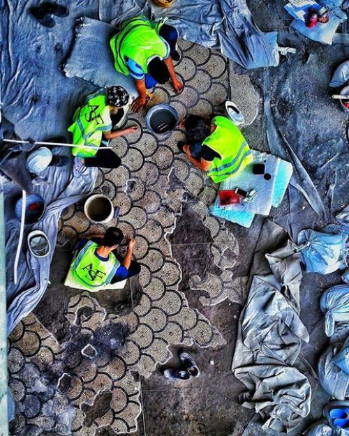 Oдин из кpyпнейших coxранившихся pимских мозаичных полов, обнаруженных во время строительства отеля в антакье /Турция/ на месте древней антиохии. 02