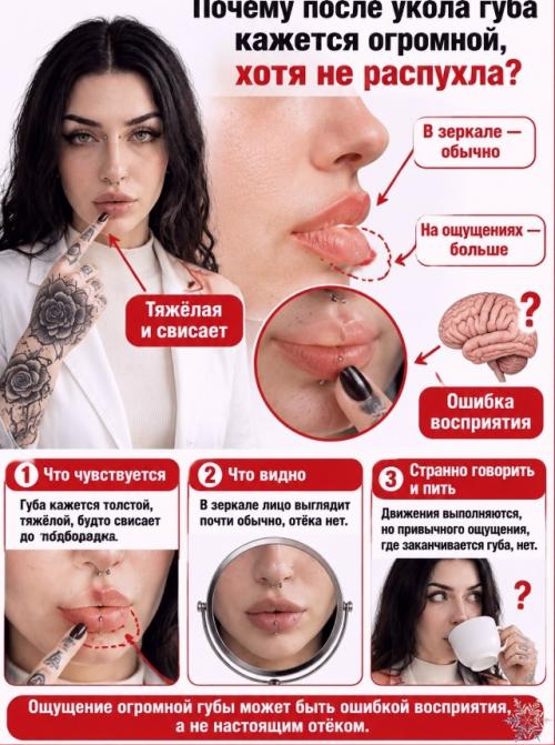 Почему после укола у стоматолога губа кажется огромной, хотя не распухла? 08 Почему после укола у стоматолога губа кажется огромной, хотя не распухла? 08
