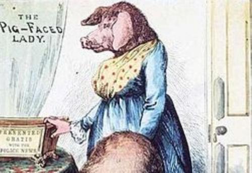 Англичане около трёхсот лет верили в существование свинорылых женщин. 
