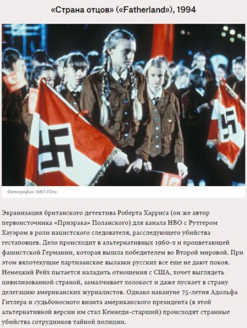 Фильмы и сериалы, действие в которых происходит в мире, где во второй мировой победили фашисты.