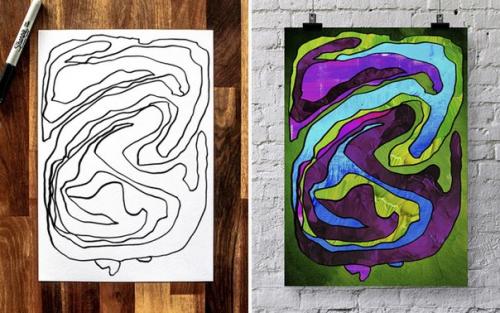 Художник каракули своего 3-летнего сына в абстрактное искусство превращает. 01